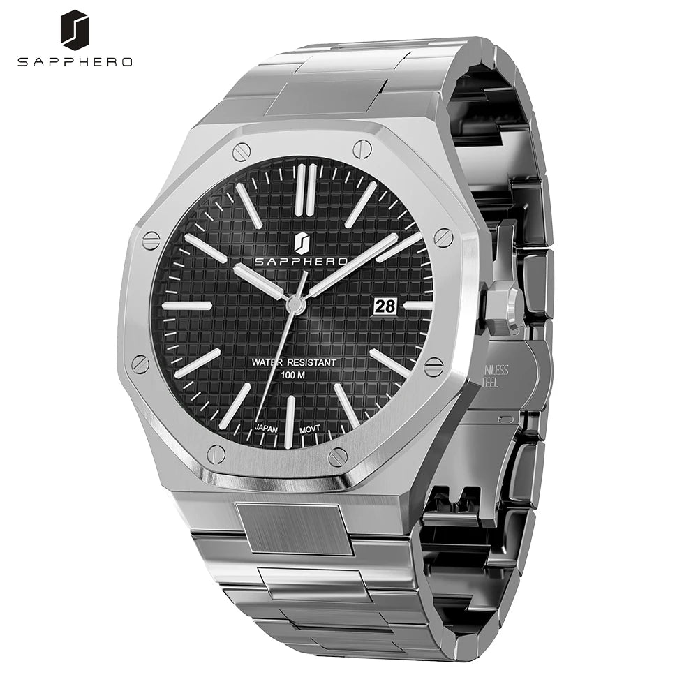 SAPPHERO Rose Gold Watche Octagon Men Watches Men Waterproof Watches